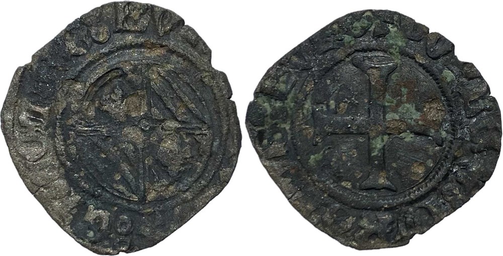 Auxonne 1422-1423 double tournois de type 2 variété inédite au nom de Philippe-le-Bon monnaies europe medievale france feodales auxonne 1422 1423 double tournois de type 2 variete inedite au nom de philippe le bon