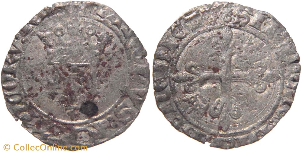 Dijon 1420-1421 gros dit "florette" variété au nom du roi Charles VI monnaies europe medievale france feodales dijon 1420 1421 gros dit florette variete au nom du roi charles vi