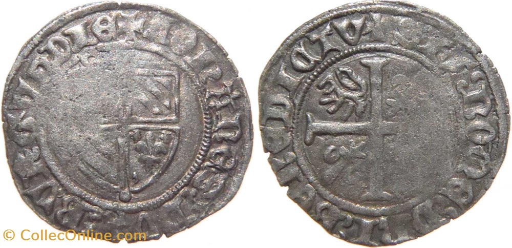 monnaies europe medievale france feodales cuisery 1416 1417 grand blanc au croissant sous i de bvrgvndie variete au nom de jean sans peur