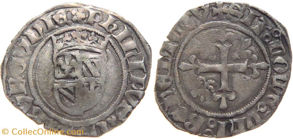 Cuisery 1420-05 gros à quintefeuille initiale fauté au nom de Philippe-le-Bon monnaies europe medievale france feodales cuisery 1420 05 gros a quintefeuille initiale faute au nom de philippe le bon