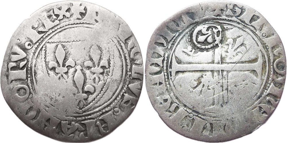 Mâcon 1640/1411 quinzain Louis XIII surfrappe lis sur guénar 2è émission type 4 au nom de Charles VI monnaies europe medievale france royales macon 1640 1411 quinzain louis xiii surfrappe lis sur guenar 2e emission type 4 au nom de charles vi