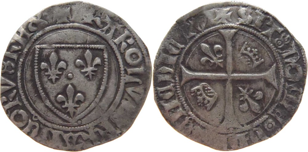 Mâcon 1417-10 à 11 blanc dit "guénar" 5è émission type 1 variété Jean-sans-Peur au nom de Charles VI monnaies europe medievale france feodales macon 1417 10 a 11 blanc dit guenar 5e emission type 1 variete jean sans peur au nom de charles vi