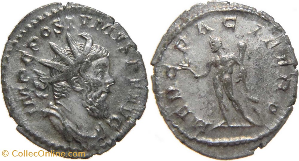 Postume 262 antoninien au revers Hercule frappé à Trèves monnaies antiquite av jc romaines republicaines imperiales postume 262 antoninien au revers hercule frappe a treves