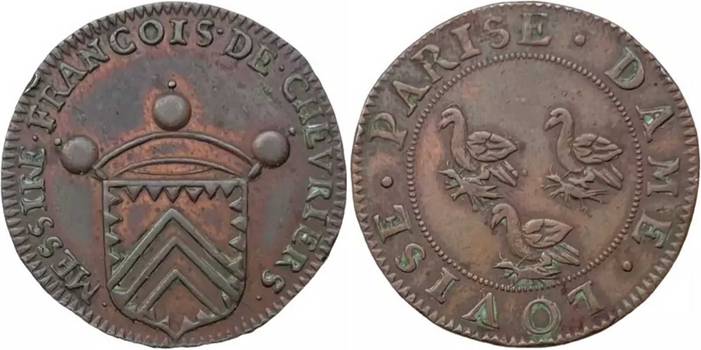 11/- Saint Maurice-de-Satonnay 1614-1640 vidame François de Chevriers et dame Louise Parise monnaies europe medievale france royales 11 saint maurice de satonnay 1614 1640 vidame francois de chevriers et dame louise parise