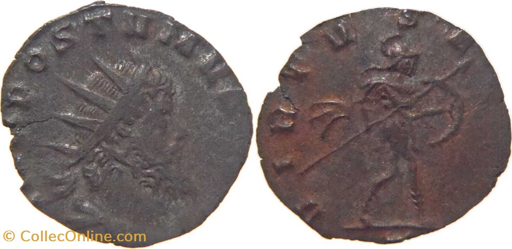 monnaies antiques romaines imperiales et republicaines aureolus au nom de postume 268 antoninien au revers virtus frappe a milan
