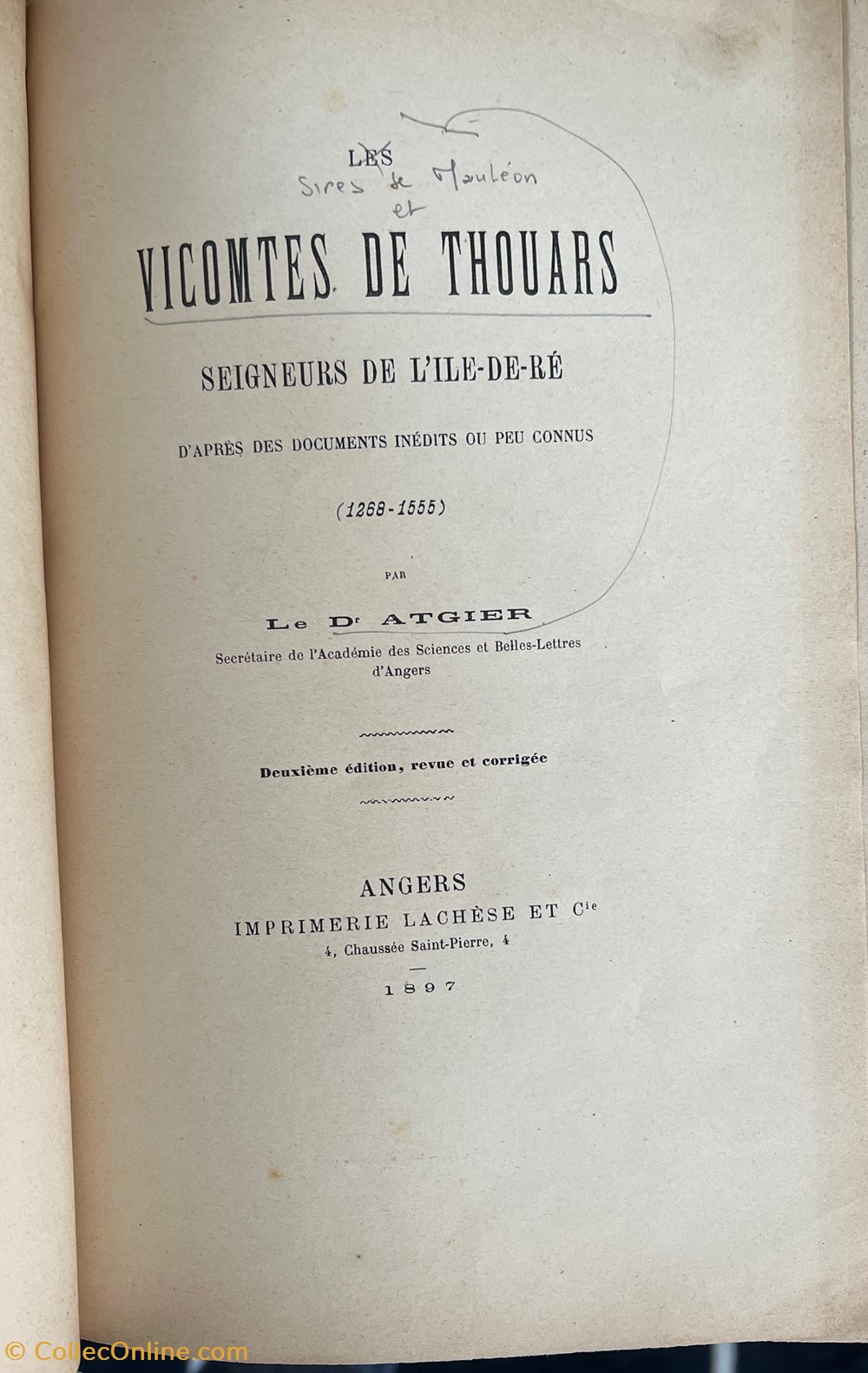 Les Vicomtes de Thouars Seigneurs de l'ILE de RÉ suivi de Les Sires de Mauléon livres bd revues les vicomtes de thouars seigneurs de ile de re suivi de les sires de mauleon