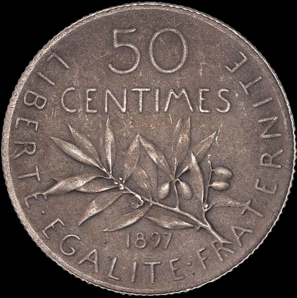 50c 1897 FLAN MAT en MS65 monnaies monde france 50c 1897 flan mat en ms65