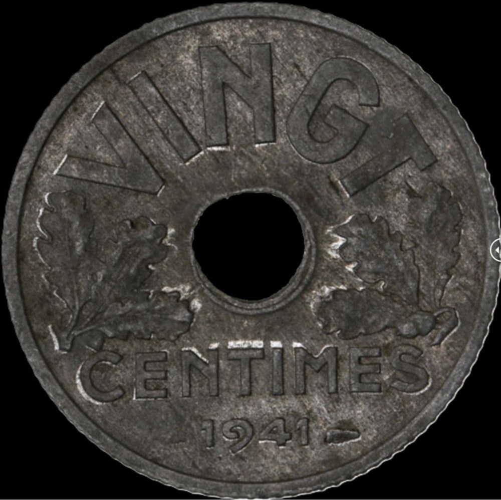20c 1941 VINGT Can. larges en MS61 monnaies monde france 20c 1941 vingt can larges en ms61