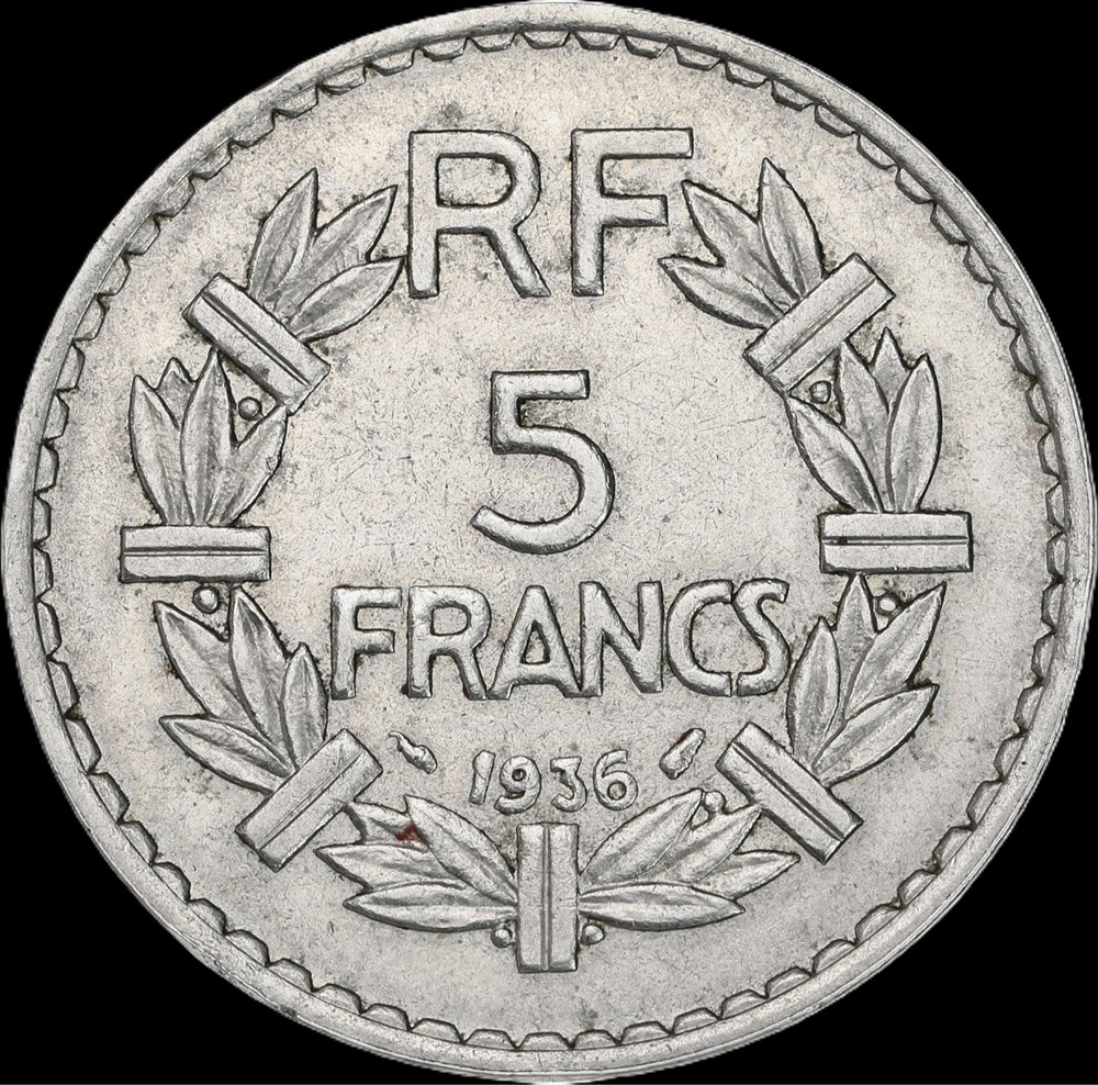 5f 1936 en AU55 monnaies monde france 5f 1936 en au55