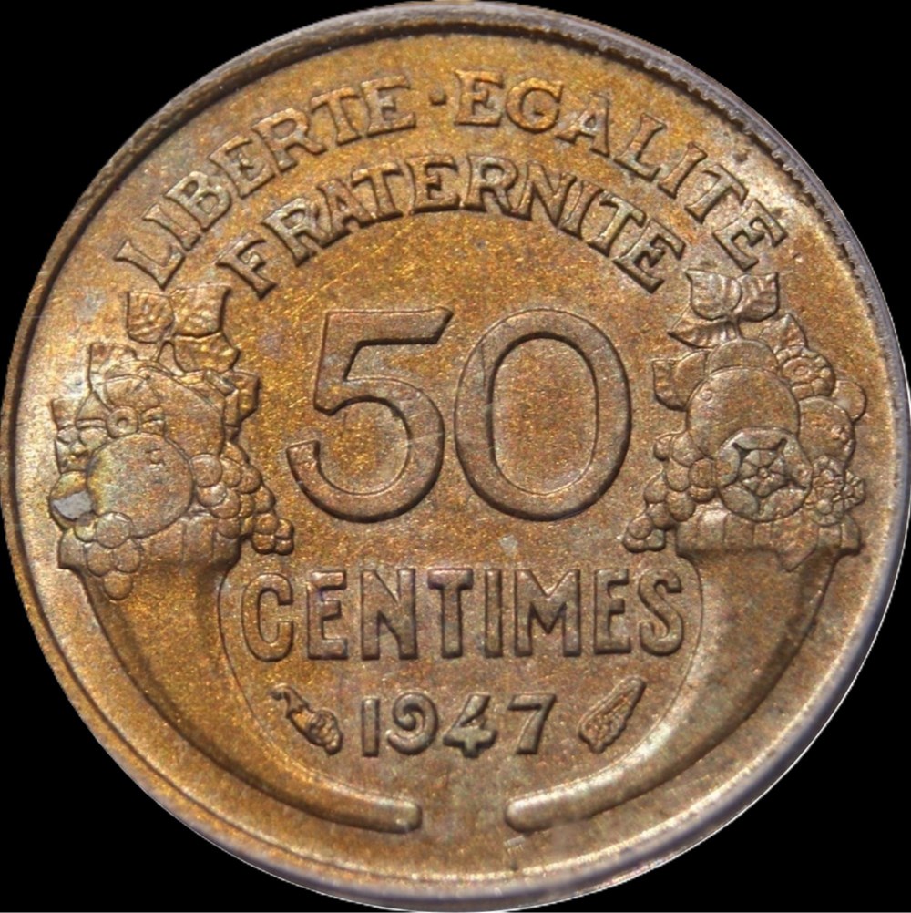 50c 1947 en MS62 monnaies monde france 50c 1947 en ms62
