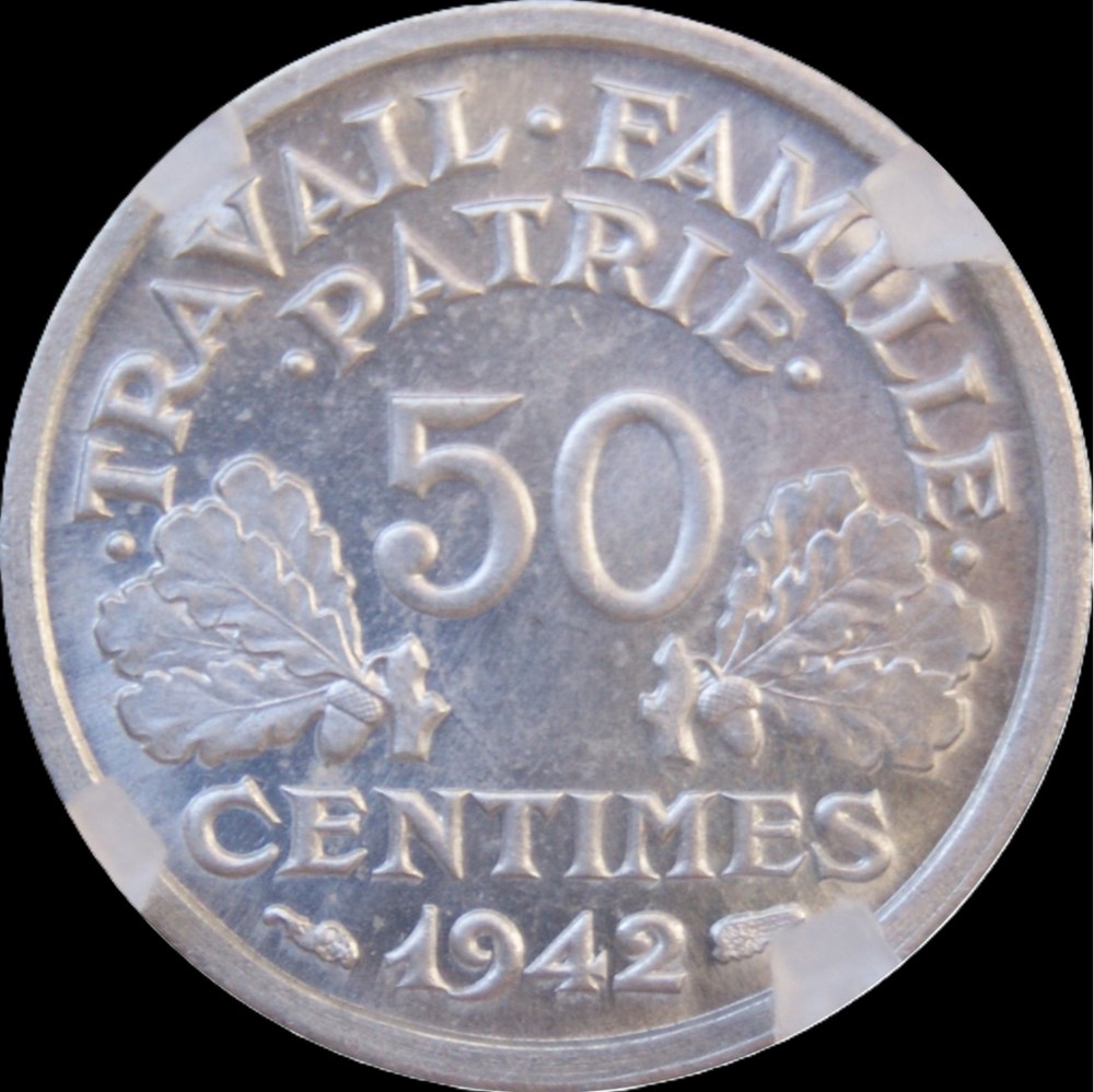 50c 1942 en MS67 monnaies monde france 50c 1942 en ms67