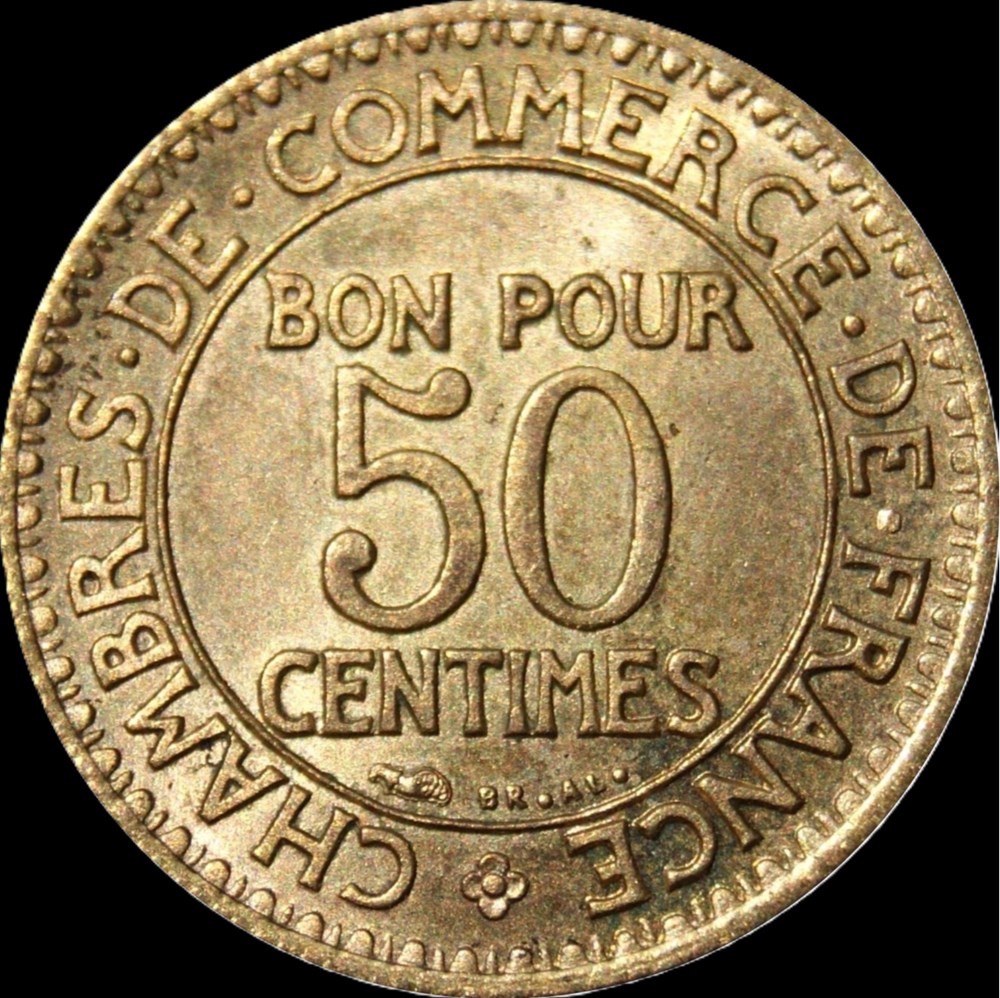 50c 1921 en MS65 monnaies monde france 50c 1921 en ms65