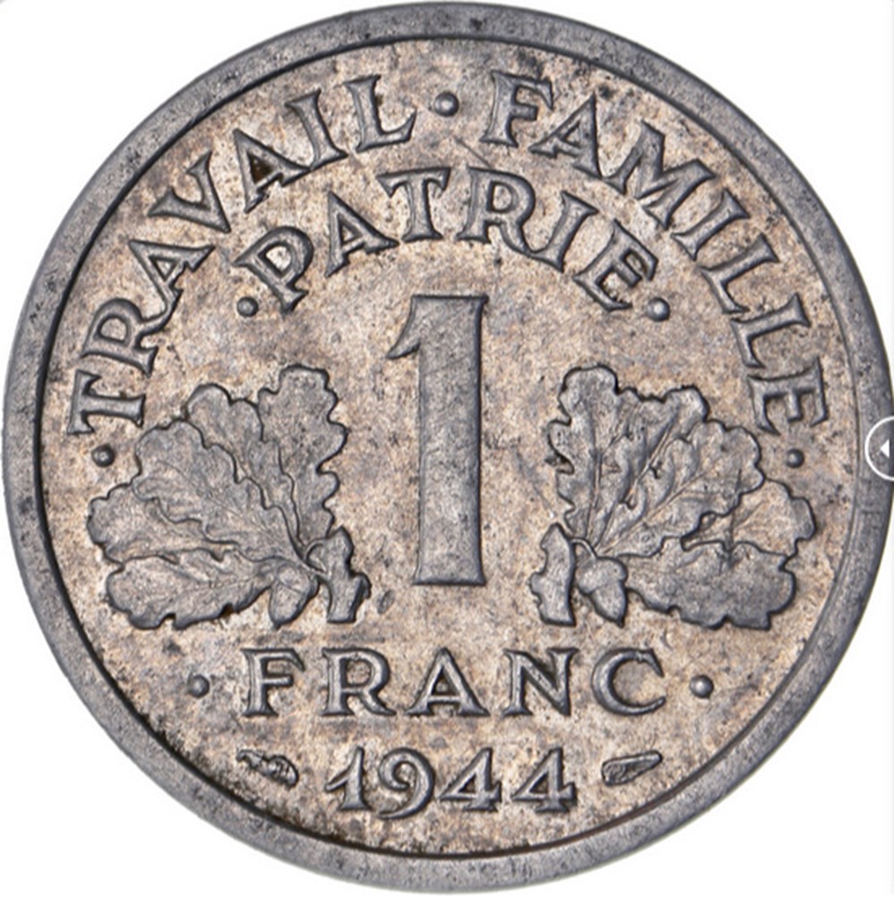 1944c en AU50 monnaies monde france 1944c en au50