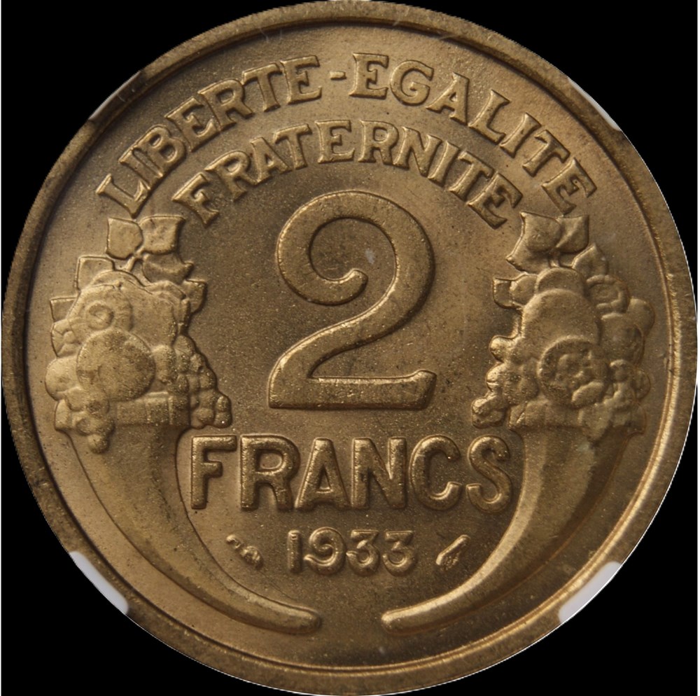 2f 1933 Gros en MS66 monnaies monde france 2f 1933 gros en ms66