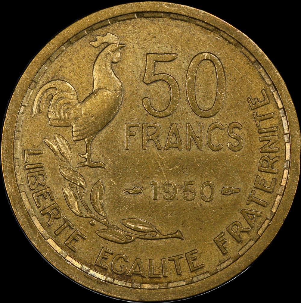50f 1950 LISTEL LARGE en SP45 monnaies monde france 50f 1950 listel large en sp45