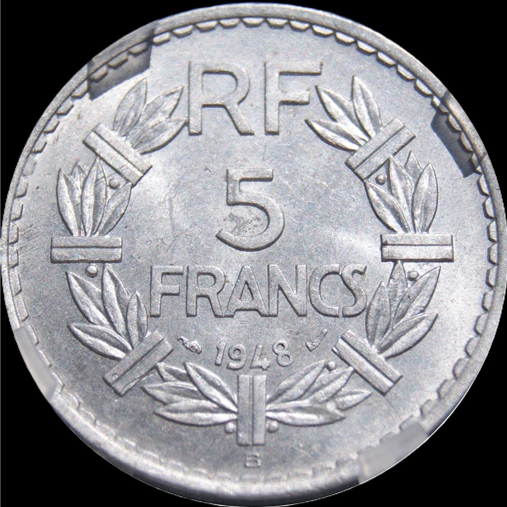 5f 1948B fermé en MS62 monnaies monde france 5f 1948b ferme en ms62