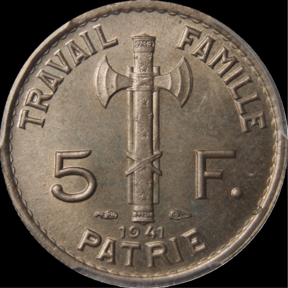 5f 1941 en MS65 monnaies monde france 5f 1941 en ms65