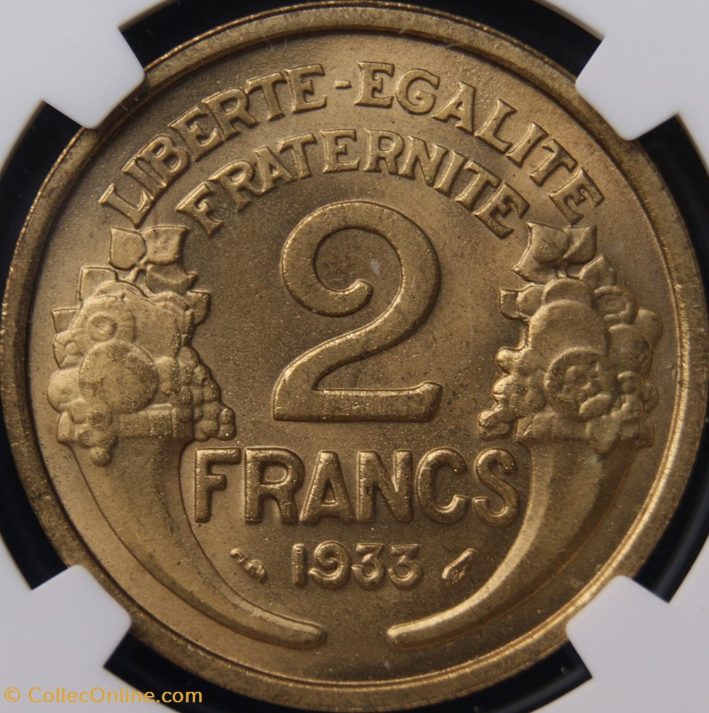 monnaies monde france 1933 gros avers 1 revers 1 en ms66