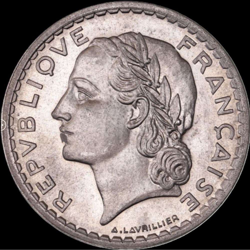 5f 1945B en MS65 monnaies monde france 5f 1945b en ms65
