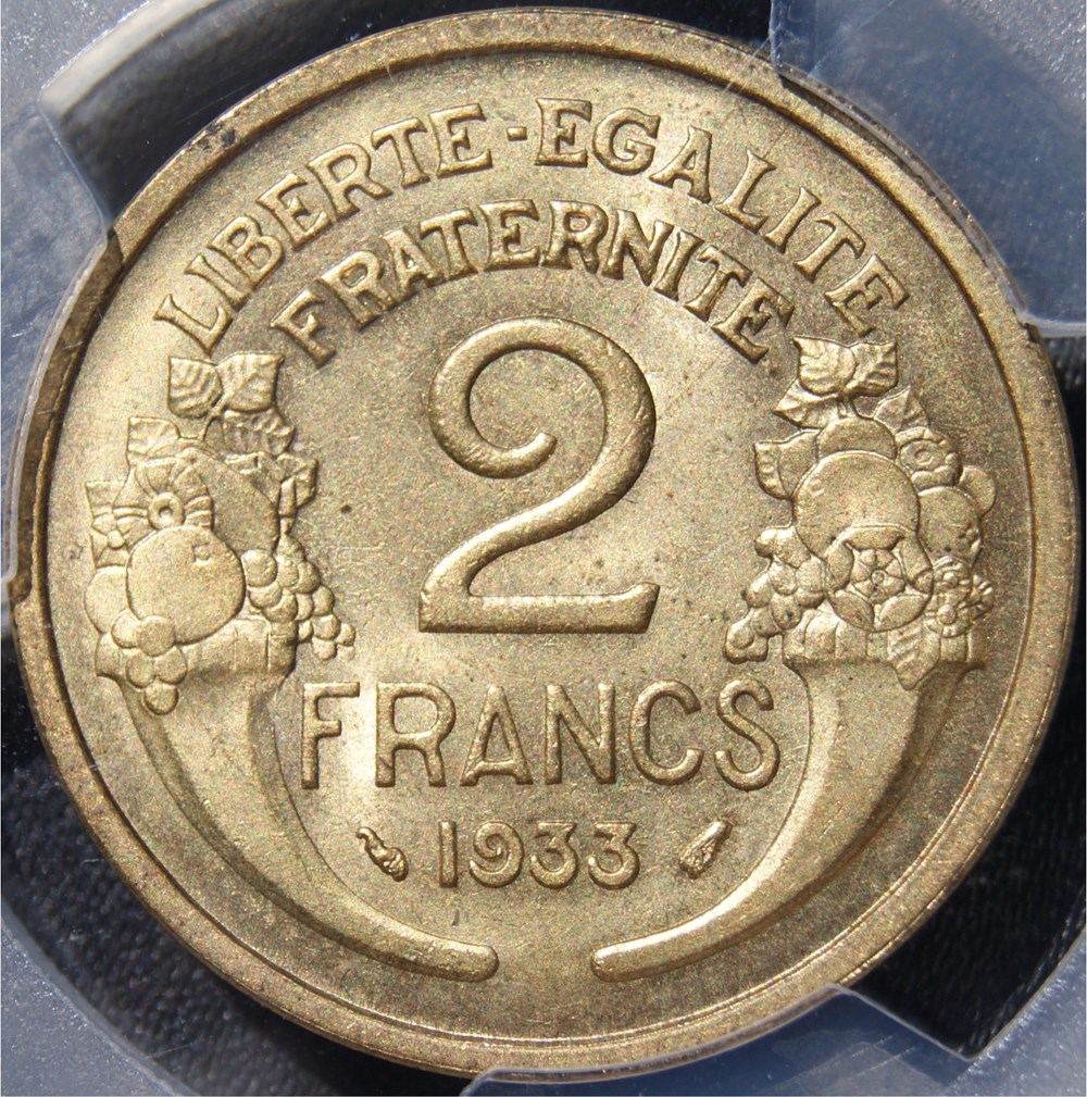 1933 MAIGRE Avers 2 / Revers 2 en MS65 monnaies monde france 1933 maigre avers 2 revers 2 en ms65