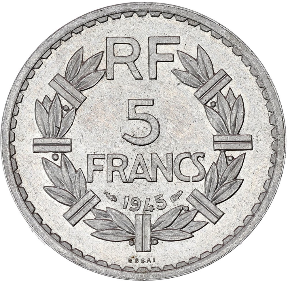 ESSAI 1945 en MS63 monnaies monde france essai 1945 en ms63