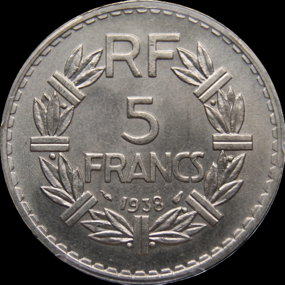 5f 1938 en MS64 monnaies monde france 5f 1938 en ms64