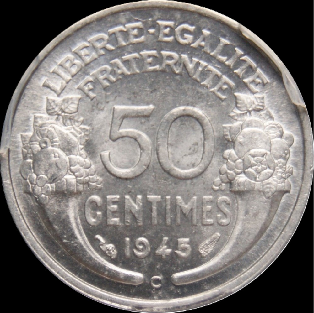 50c 1945C en MS65 monnaies monde france 50c 1945c en ms65