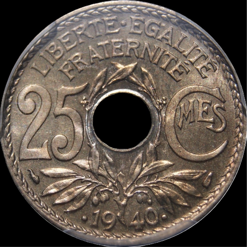 25c .1940. en MS67 monnaies monde france 25c 1940 en ms67