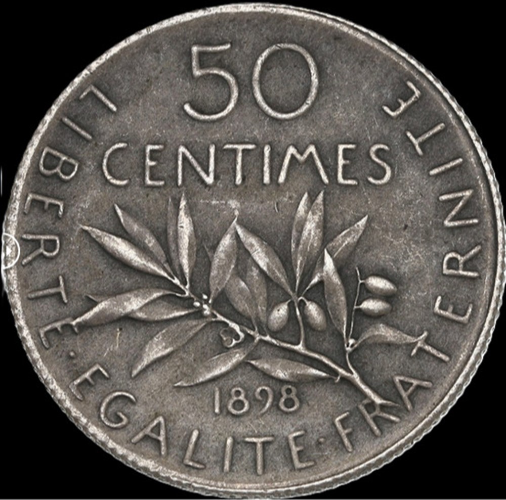 50c 1898 FLAN MAT en MS62 monnaies monde france 50c 1898 flan mat en ms62