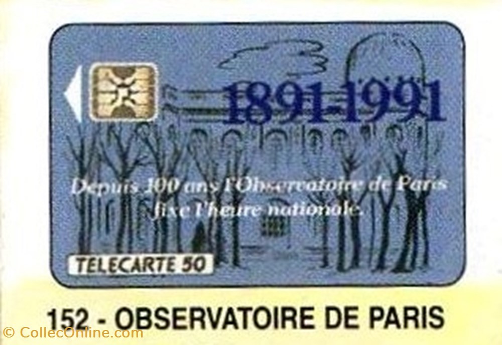 1991 12 OBSERVATOIRE DE PARIS BLEUE 50U 08/91 SC4 MARQUEE 11 000 EX. divers telecartes 1991 12 observatoire de paris bleue 50u 08 91 sc4 marquee 11 000 ex