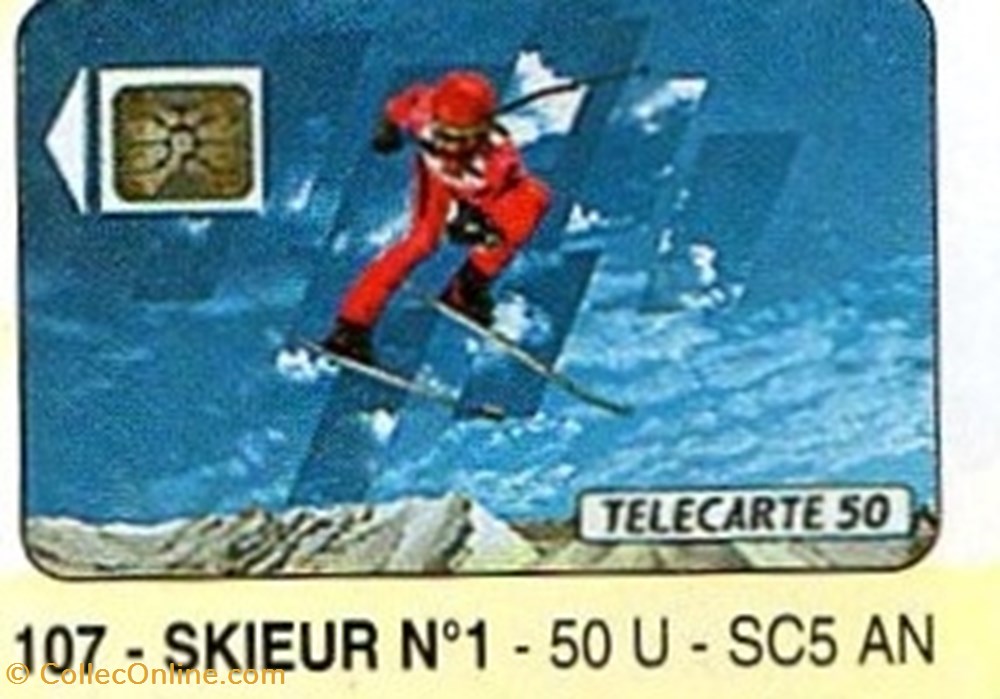 1990 08 SKIEUR N°1 divers telecartes cartes telephoniques 1990 08 skieur n 1