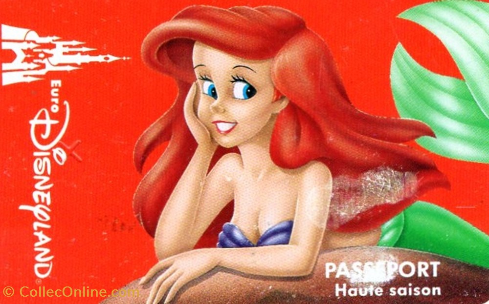 1994 LA PETITE SIRENE EURODISNEYLAND VALIDE 1 JOUR vieux papiers tickets entree 1994 la petite sirene eurodisneyland valide 1 jour
