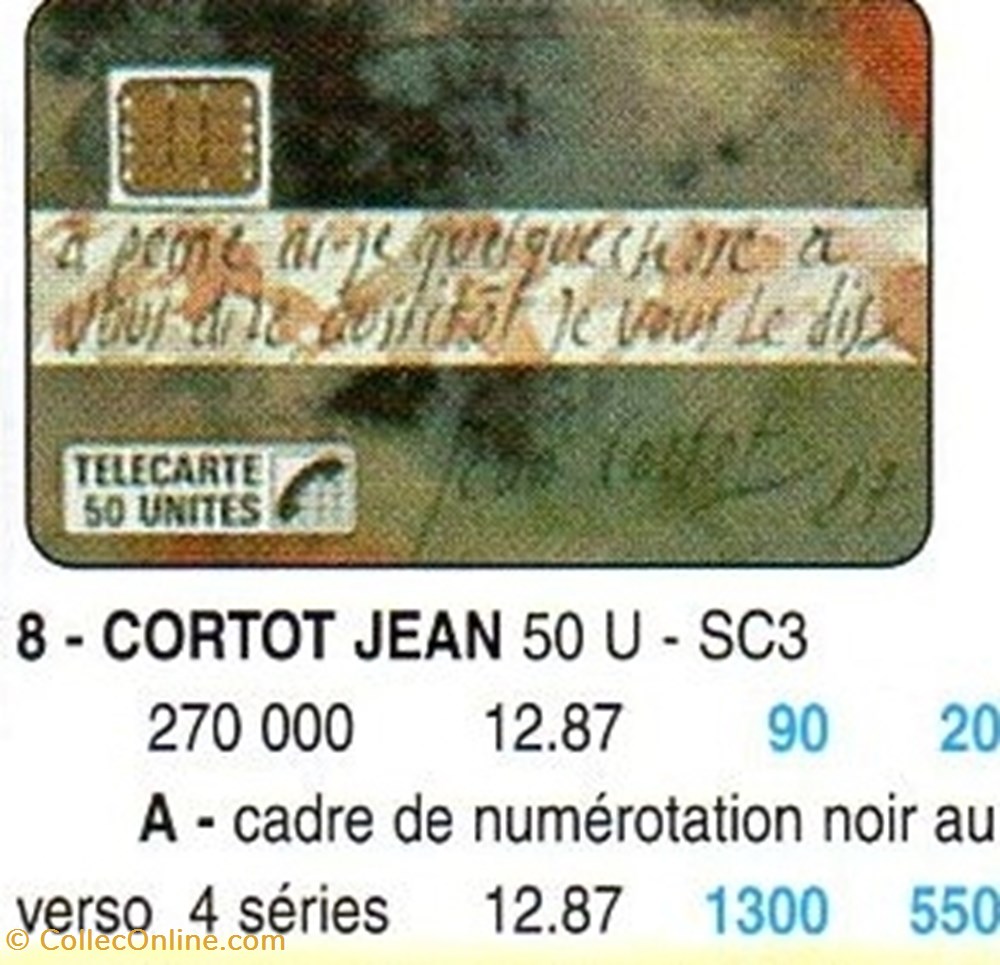 1987 06 JEAN CORTOT divers telecartes cartes telephoniques 1987 06 jean cortot