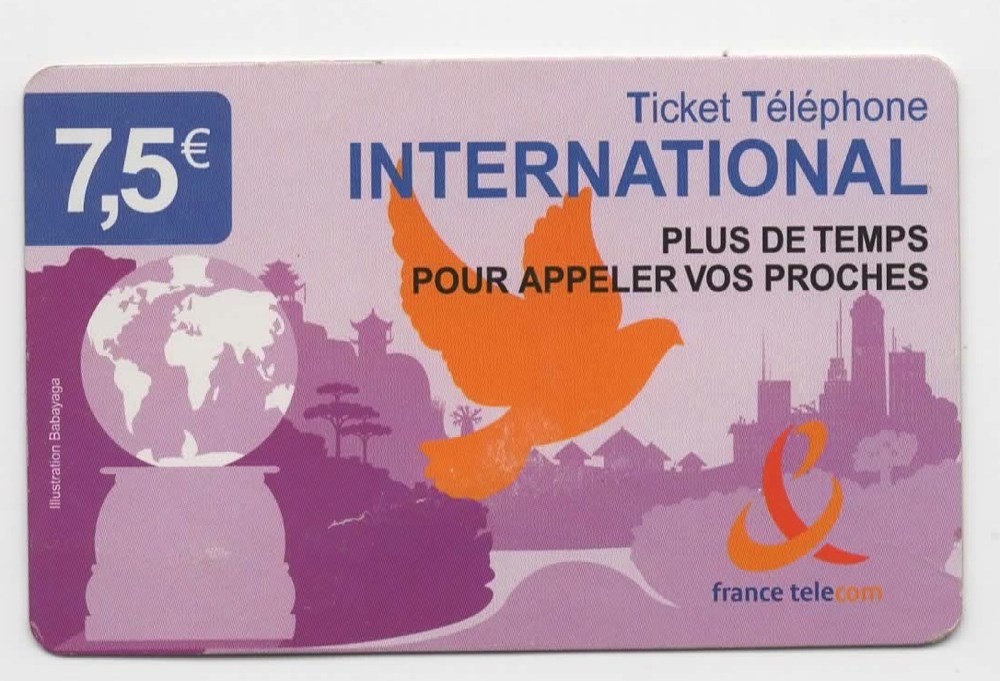 divers telecartes cartes telephoniques ticket france telecom 7 5 international