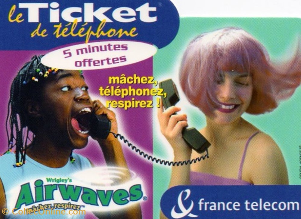 TICKET FRANCE TELECOM 5 MINUTES OFFERTES AIRWAVES 1 divers telecartes ticket france telecom 5 minutes offertes airwaves 1