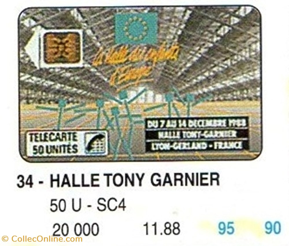 1988 13 HALLE TONY GARNIER divers telecartes 1988 13 halle tony garnier