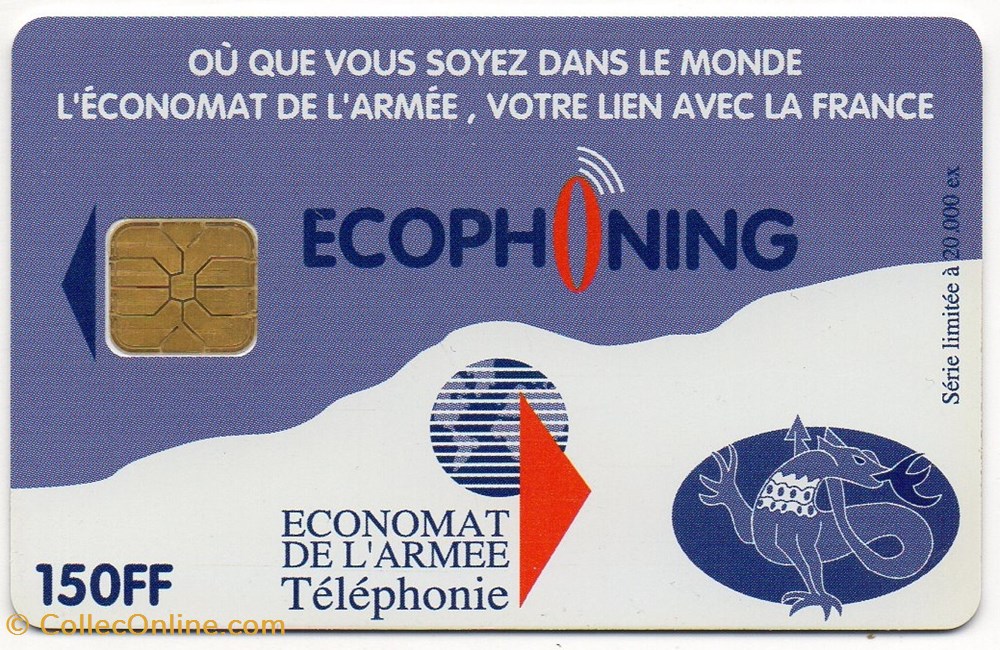 ECOPHONING 150 FF BLEU 20000EX VERSO DIVISION SALAMANDRE divers telecartes ecophoning 150 ff bleu 20000ex verso division salamandre