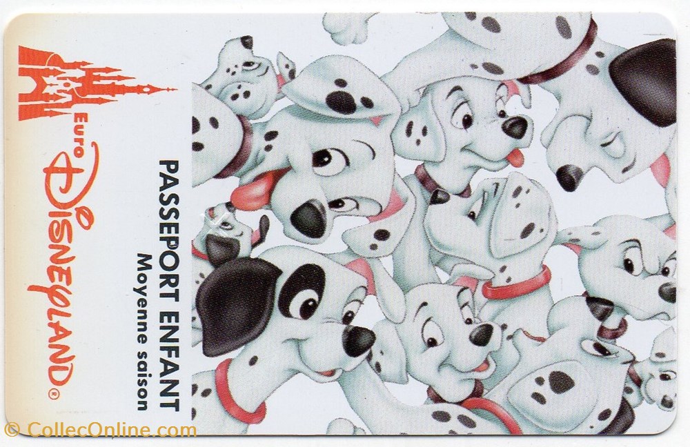 vieux papiers tickets entree 1994 les 101 dalmatiens eurodisneyland valide 1 jour