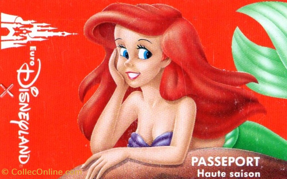 1994 LA PETITE SIRENE EURODISNEYLAND RENAULT VALIDE 1 JOUR vieux papiers tickets entree 1994 la petite sirene eurodisneyland renault valide 1 jour