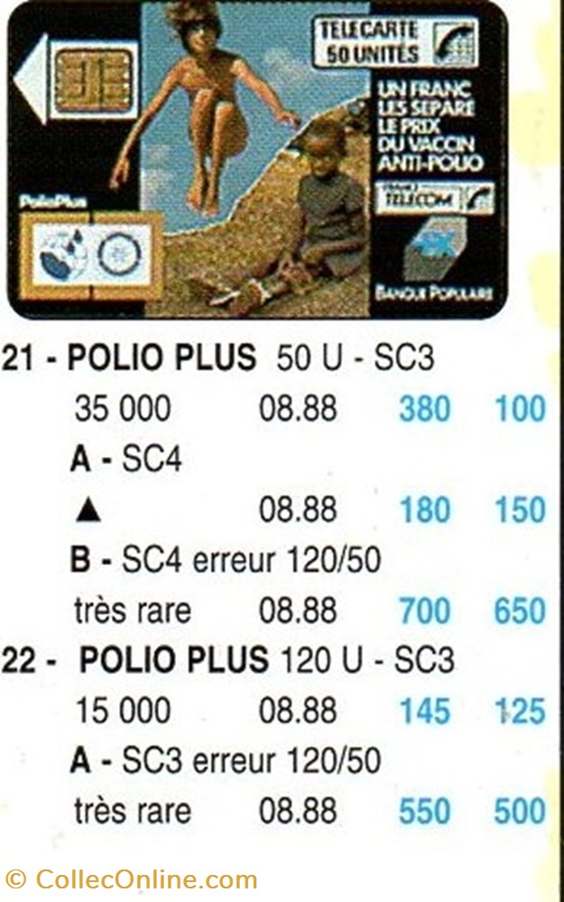 1988 08 POLIO PLUS divers telecartes 1988 08 polio plus