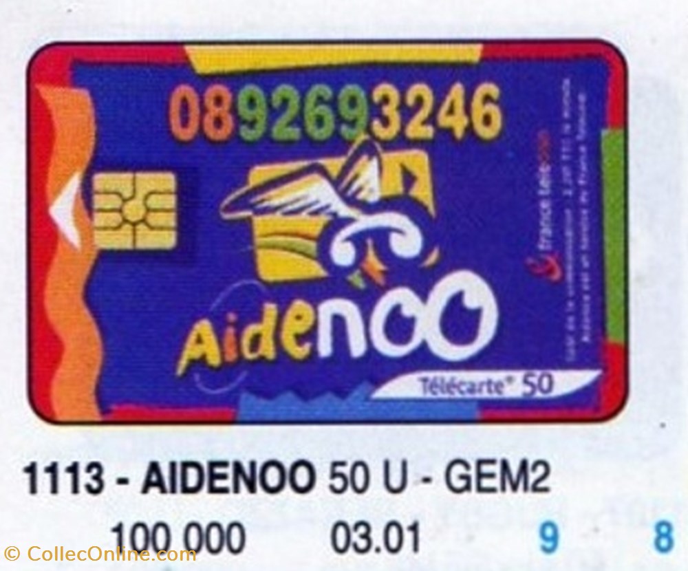 2001 02 AIDENOO 50U 03/01 GEM2 divers telecartes 2001 02 aidenoo 50u 03 01 gem2