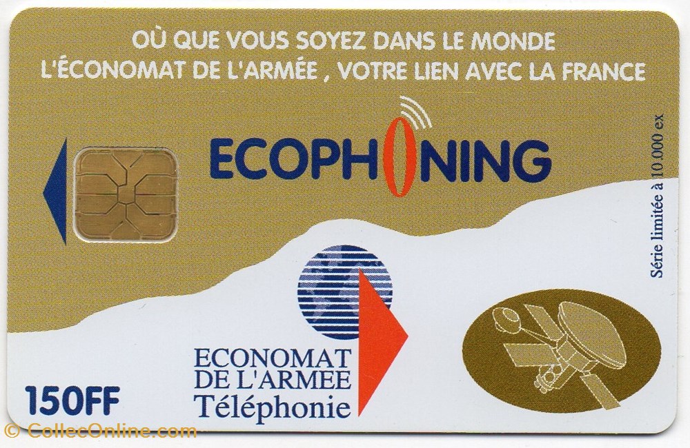 ECOPHONING 150 FF VERT 10000EX VERSO SATELLITE divers telecartes ecophoning 150 ff vert 10000ex verso satellite