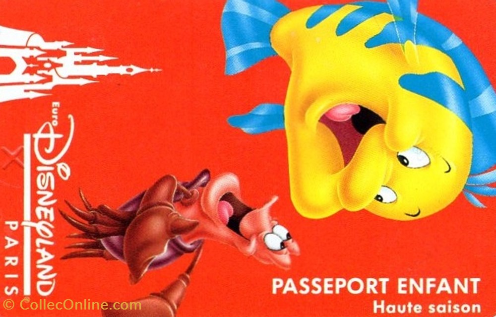 vieux papiers tickets entree 1994 polochon eurodisneyland paris valide 1 jour