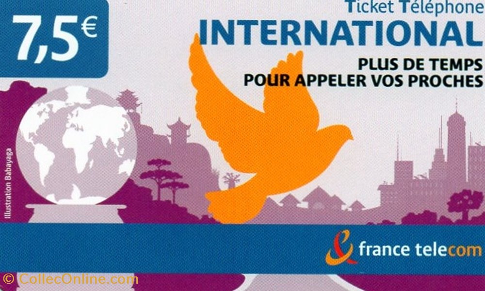 TICKET FRANCE TELECOM 7.5€ INTERNATIONAL divers telecartes cartes telephoniques ticket france telecom 7 5 international