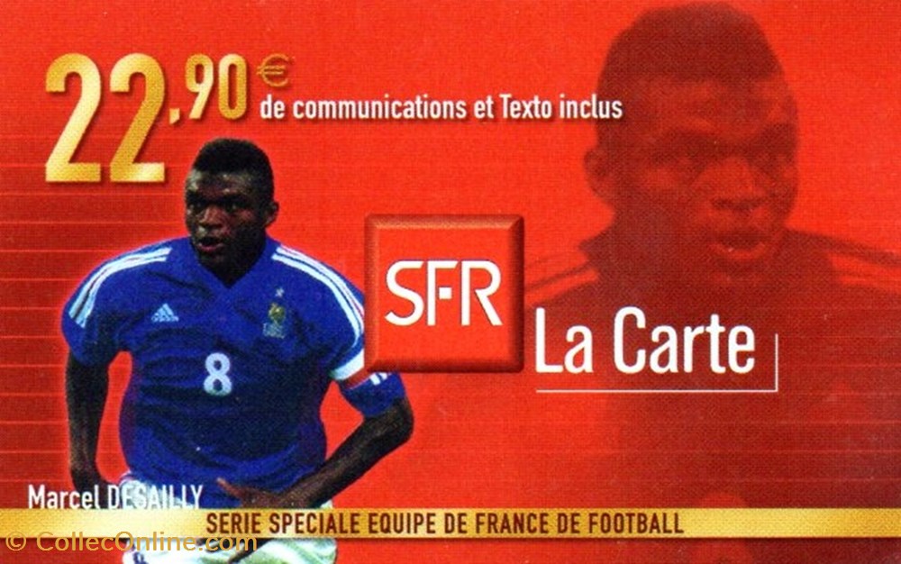 EDF SFR 22.90 € M.DESAILLY RIGIDE divers telecartes edf sfr 22 90 m desailly rigide