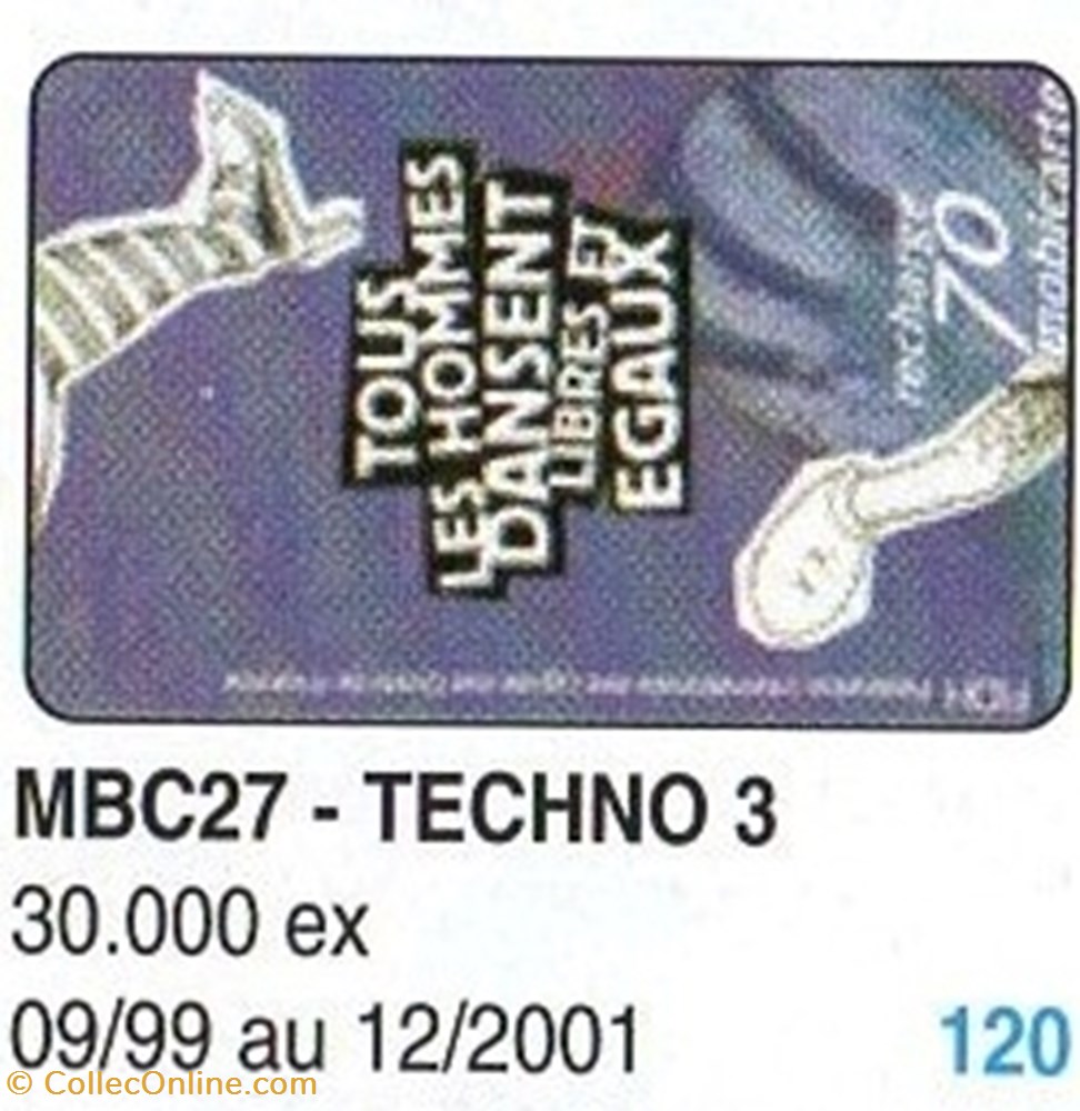 1999 MOBICARTE TECHNO 3 divers telecartes 1999 mobicarte techno 3