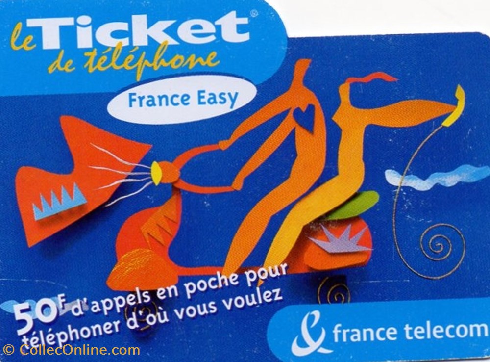 TICKET FRANCE TELECOM 50F FRANCE EASY divers telecartes cartes telephoniques ticket france telecom 50f france easy