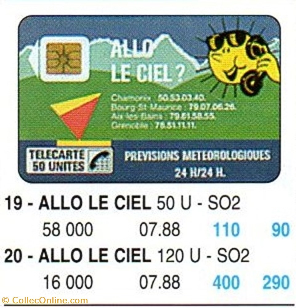 1988 07 ALLO LE CIEL divers telecartes 1988 07 allo le ciel