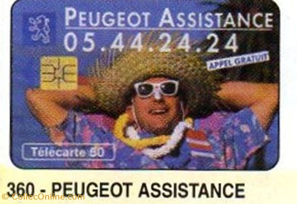 divers telecartes 1993 20 peugeot assistance 120u 07 93 sc4 serie 46515