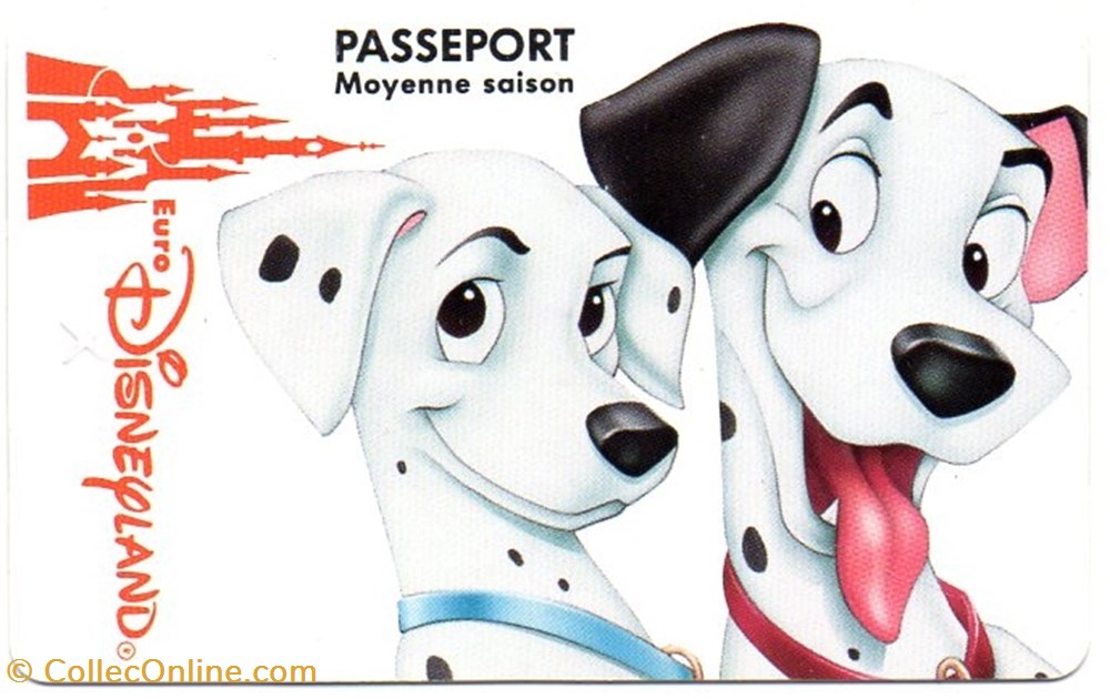1994 PERDITA ET PONGO EURODISNEYLAND VALIDE 1 JOUR vieux papiers tickets entree 1994 perdita et pongo eurodisneyland valide 1 jour